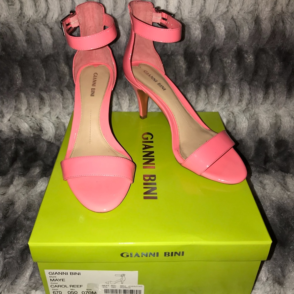 Gianni Bini Maye Patent Leather Ankle Strap Heels